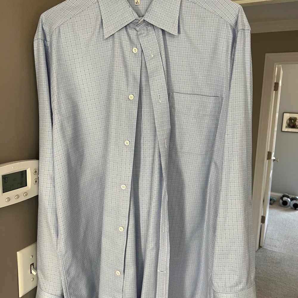 Façonnable Men's Blue Checkered Shirt
